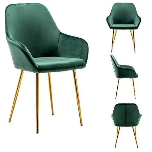 Bucket Upholstered Dark Green Velvet Dining Chair Set of 2 - Midcentury - Dining Chairs - by BTExpert | Houzz