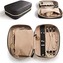 Case Elegance Large Jewelry Travel Organizer with Full-Grain Scratch-proof Leather