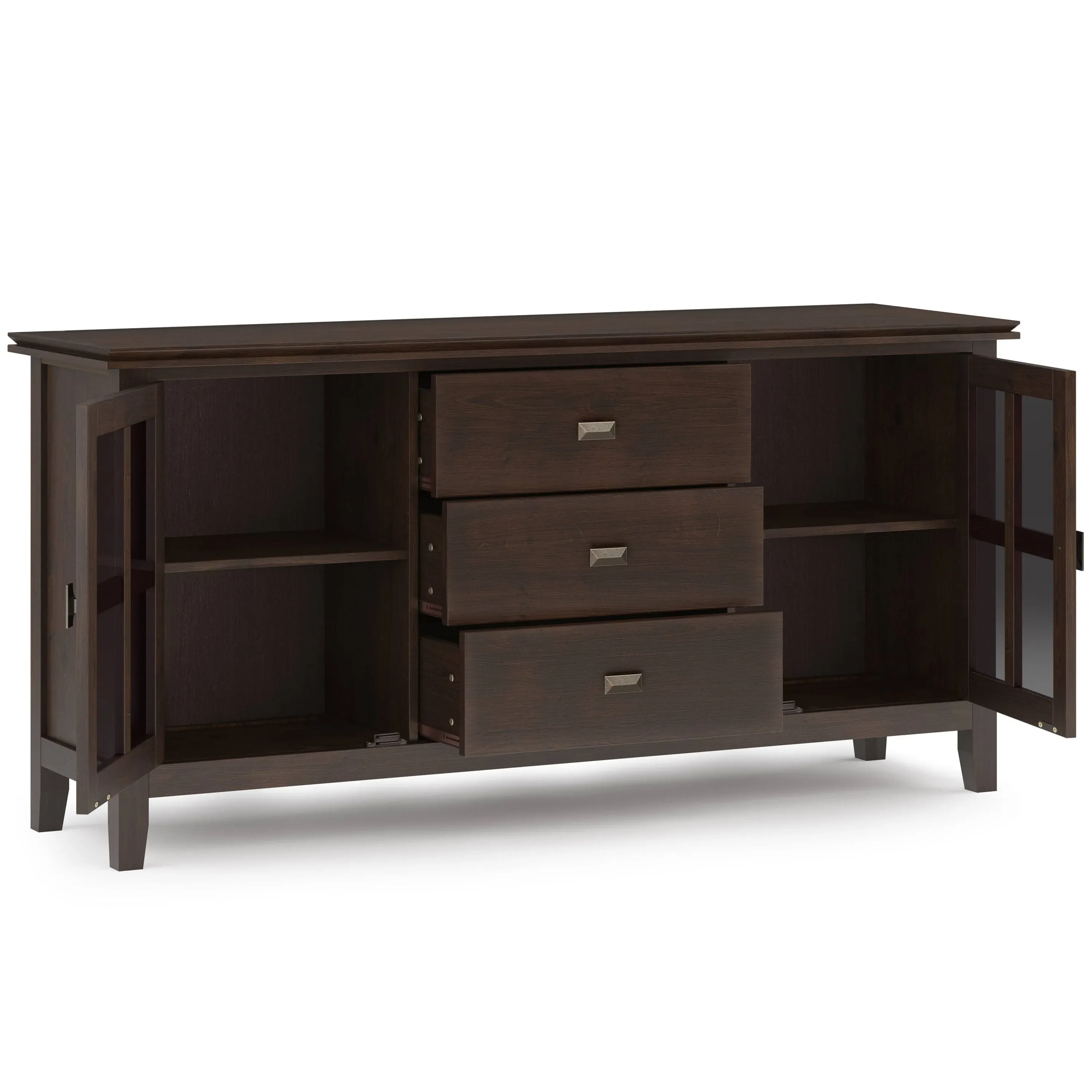 Simpli Home - Artisan Large Sideboard Buffet - Dark Chestnut Brown