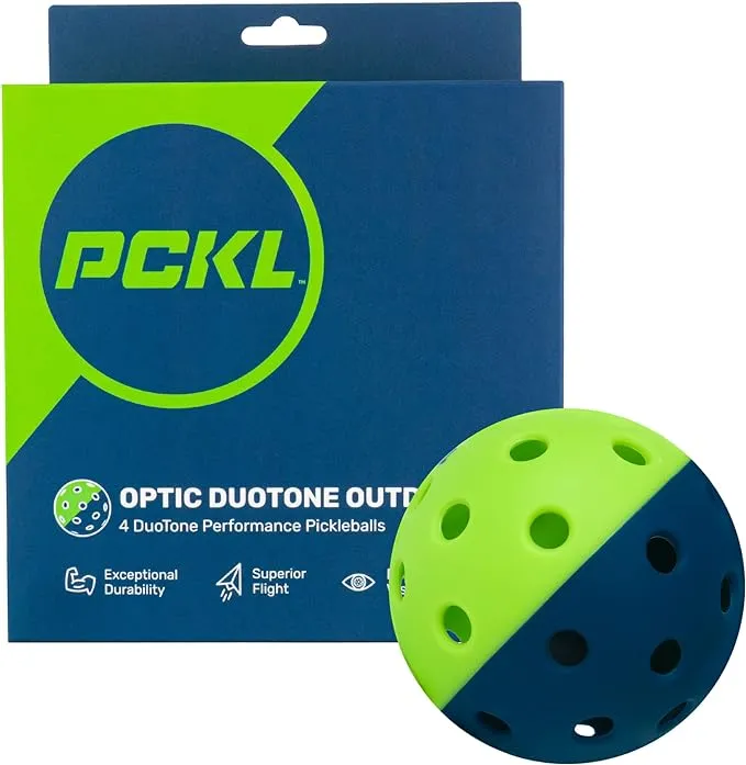 PCKL Optic Speed Pickleball Balls | Choose Indoor or Outdoor Pickleballs | USAPA Tournament Aproved | 4 Pack Crack-Resistant