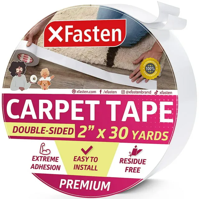 XFasten Double Sided Carpet Tape 2-Inch x 30 Yards