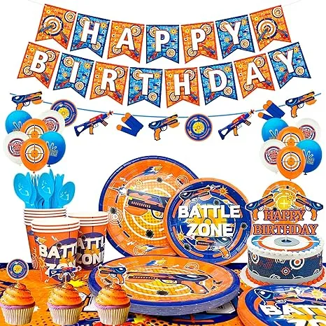 Dart Gun Birthday Party Tableware Kit for 16 Guests