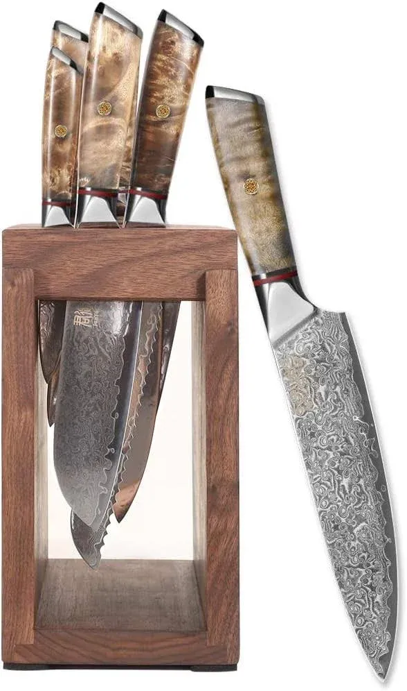 JUNYUJIANGCHEN Damascus Knife Set