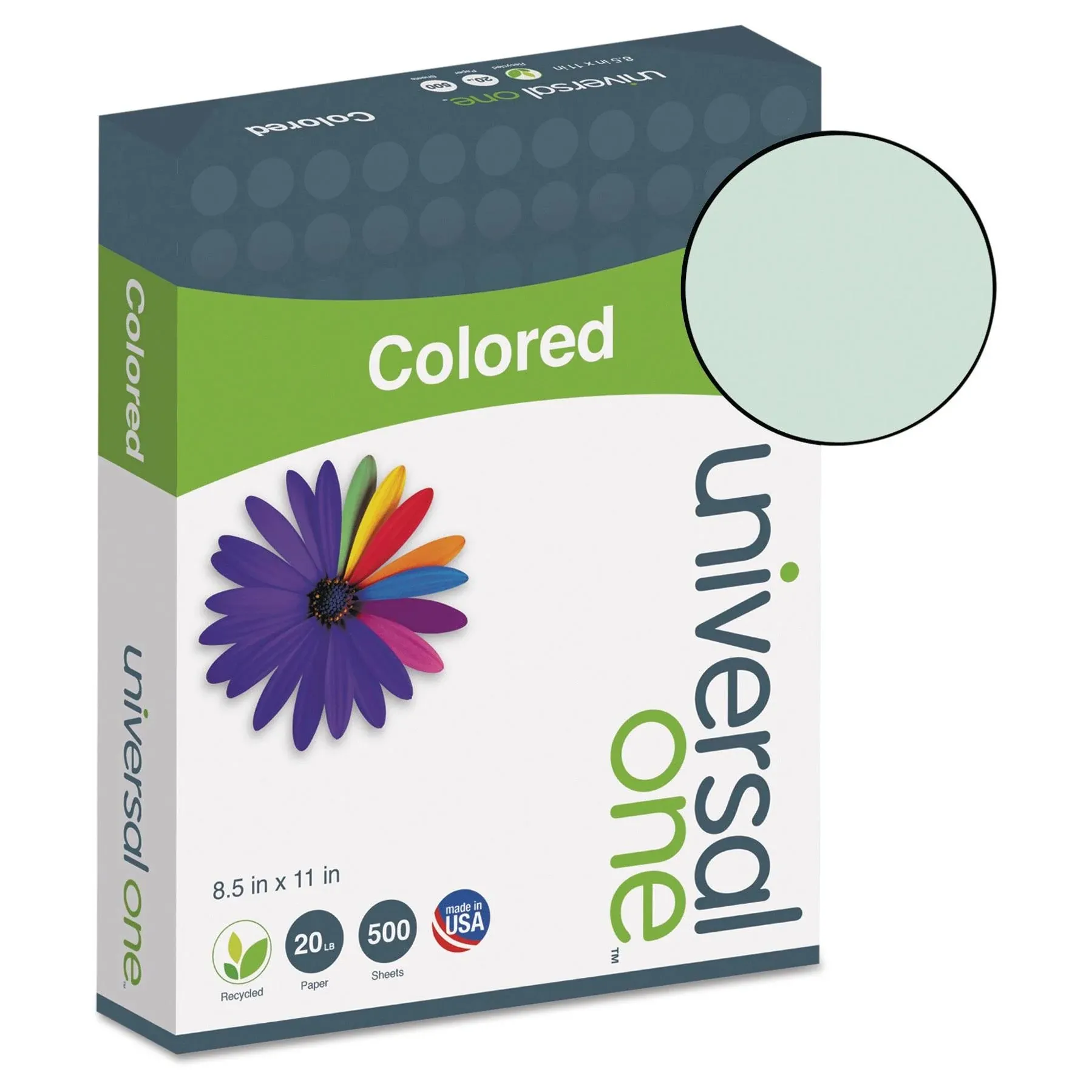 Universal UNV11203 Colored Paper, 20lb, 8-1/2 x 11, Green - 1 Ream (500 Sheets)