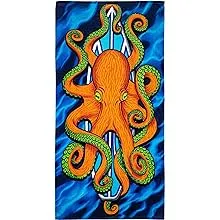 Dawhud Direct Surfboard Octopus Beach Towel for Boys Octopus Bath Towel Print 30" x 60" Pool Towel Super Soft Plush Cotton Octopus Towel for Beach Lovers