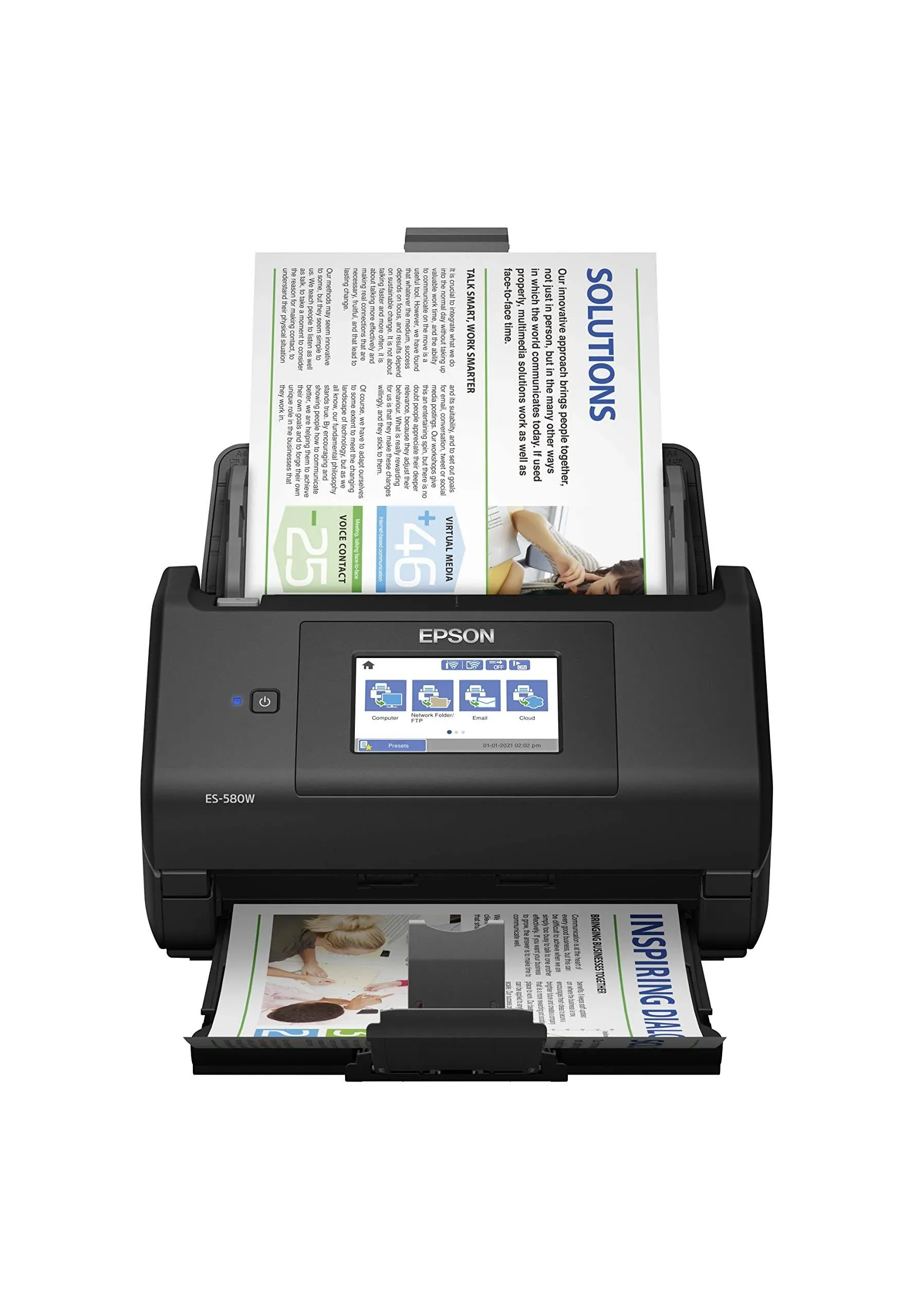 Epson - WorkForce ES-580W Wireless Duplex Touchscreen Desktop Document Scanner - Certified Renew Factory Refurbished