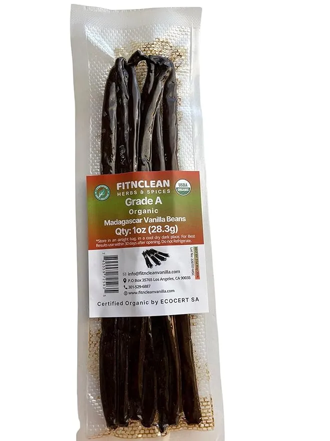 20 Count Grade B Madagascar Vanilla Beans for Extract (5 inch-7 inch) Paste, Cooking, Baking by Fitnclean Vanilla| Whole Bourbon Non-GMO Pods