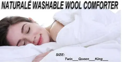 All-Natural Australian Wool Bed Comforter with Organic Cotton Covering (Queen Size, Heavy Fill) Temperature Regulation, Skin Sensitive, Luxurious Soft Feel, Machine Washable