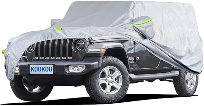 KouKou 6 Layers SUV Car Cover Waterproof All Weather, Universal Fit for Jeep Wrangler Unlimited JK JL/Commander, Subaru Outback, Cadillac SRX etc, Outdoor Sun UV Dust Protection. (181 to 190 inches)