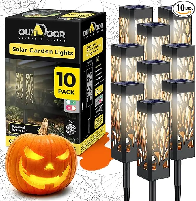 10 Pack Pathway Lights Outdoor Waterproof - Upgraded LED for 2023 Garden Lights Solar Powered - Warm White Landscape Solar Yard Lights for Patio Walkways - Outdoor Lights Decorative