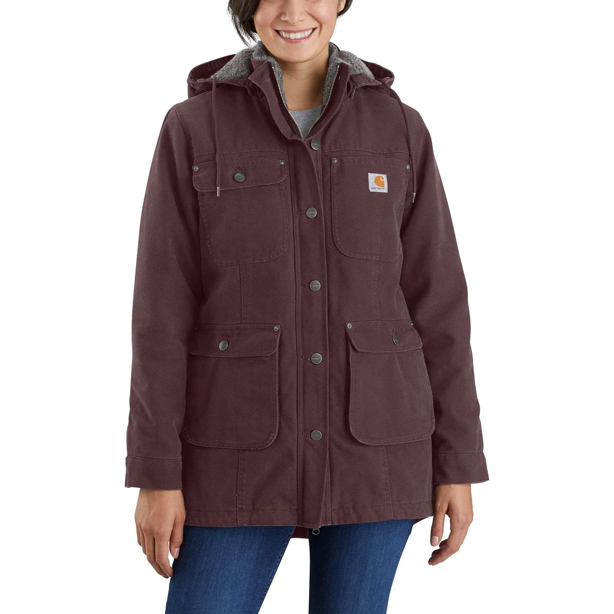 Carhartt Women's Loose Fit Washed Duck Coat - Black