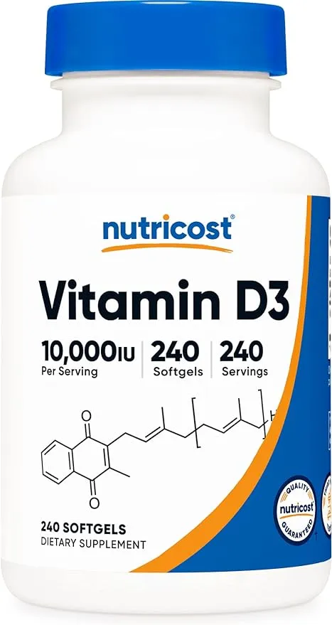 Nutricost, Vitamin D3, 10,000 IU, 240 Softgels