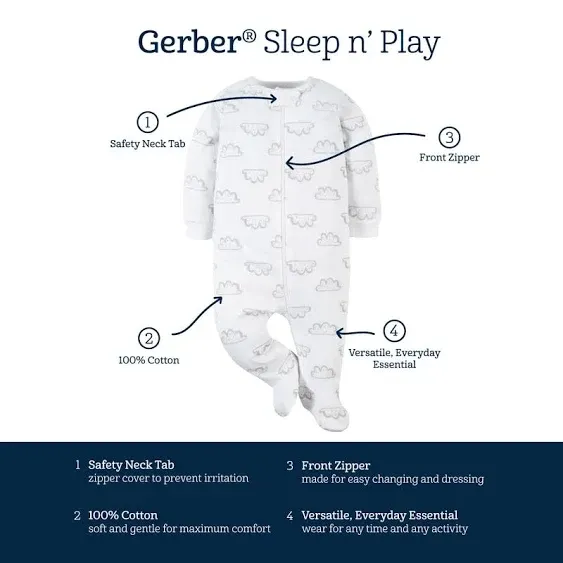 Gerber Baby Girls' Rainbow Zip-Front Sleep N' Play