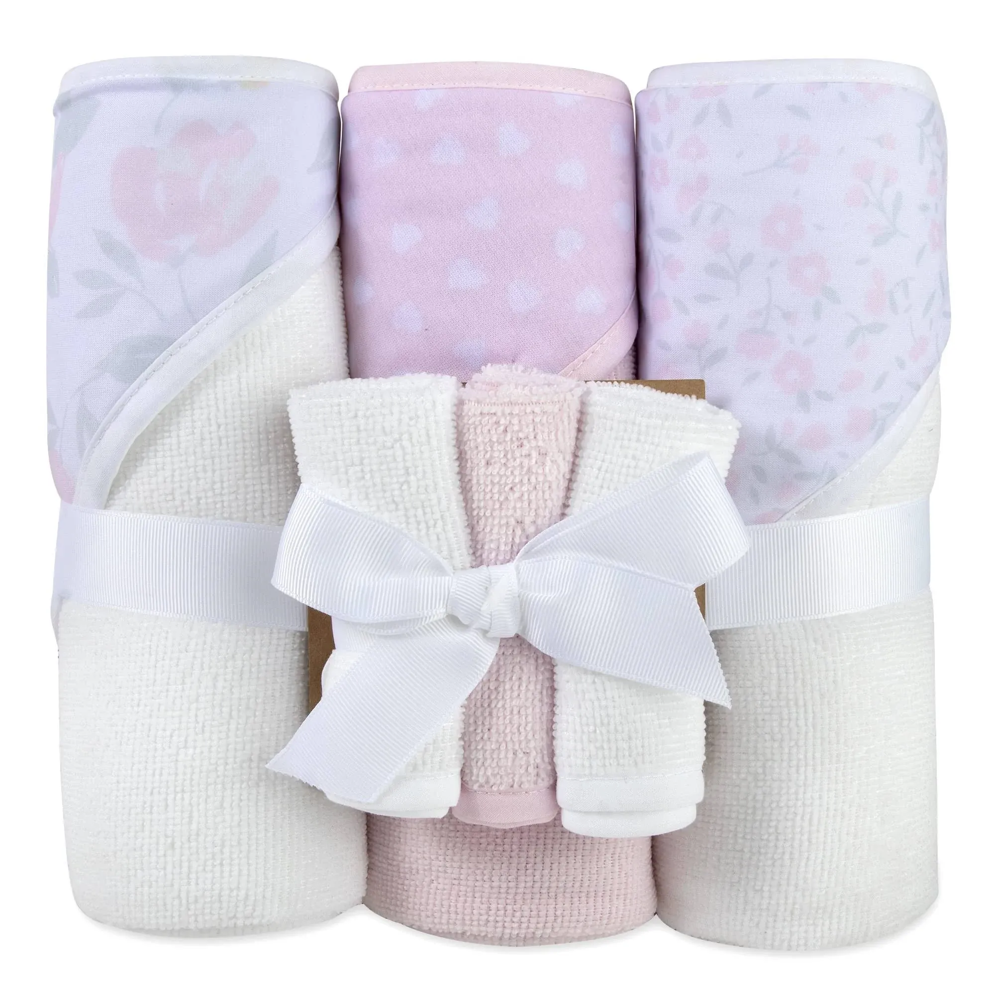 Hooded Baby Bath Towel and Washcloth 6 Piece Set for Newborns Infants & Toddlers, Boys & Girls Baby Hooded Towels (Pretty in Pink)Hooded Baby Bath Towel and Washcloth 6 Piece Set for Newborns Infants & Toddlers, Boys & Girls Baby Hooded To…