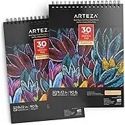 Arteza Black Paper Sketch Pad, 9" x 12", 30 Sheets - Pack of 2