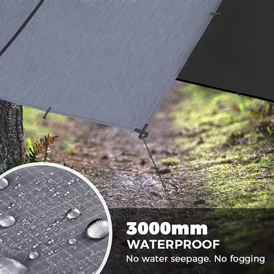 Waterproof Camping Tarp, Lightweight Hammock Rain Fly, UV Protection