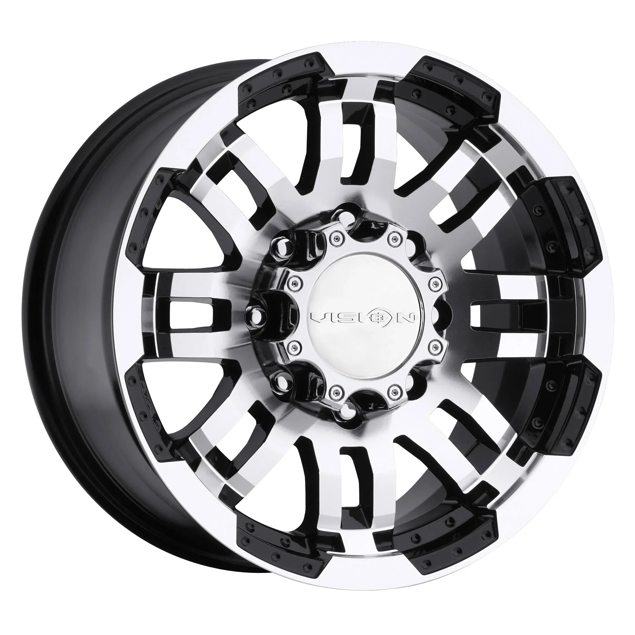 16x8 5x135 4.5BS Warrior Black Machined - Vision Wheel