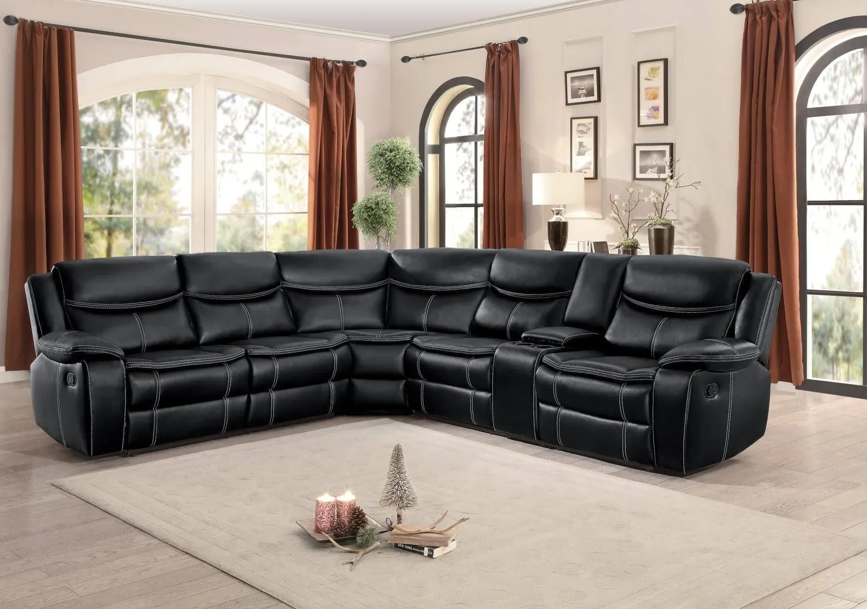 Bastrop Reclining Sectional (Black) by Homelegance