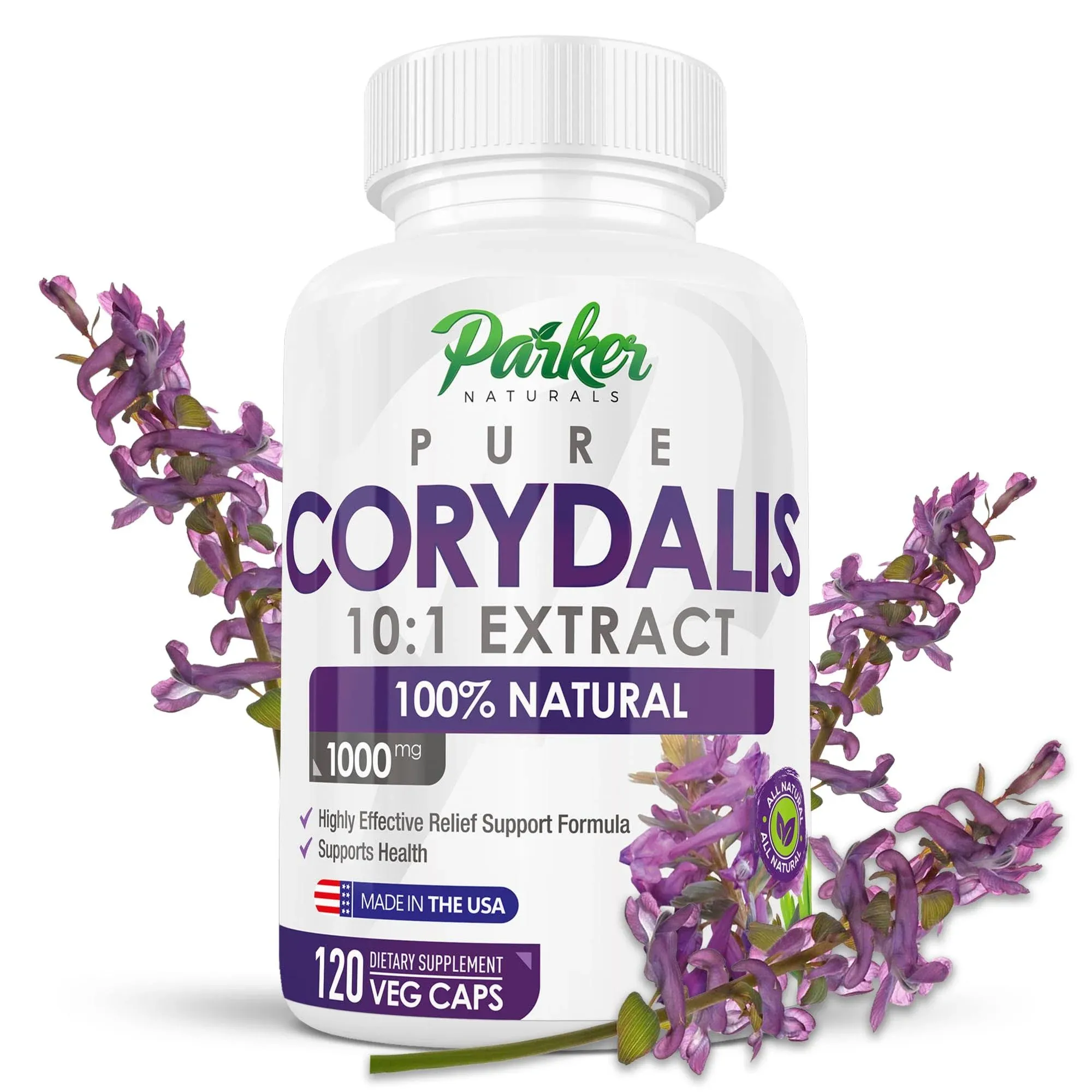 Pure Corydalis Natural Pain Relief by Parker Naturals 10:1 Extract 1,000 mg. per Serving, Strongest on , 120 Premium Corydalis Capsules