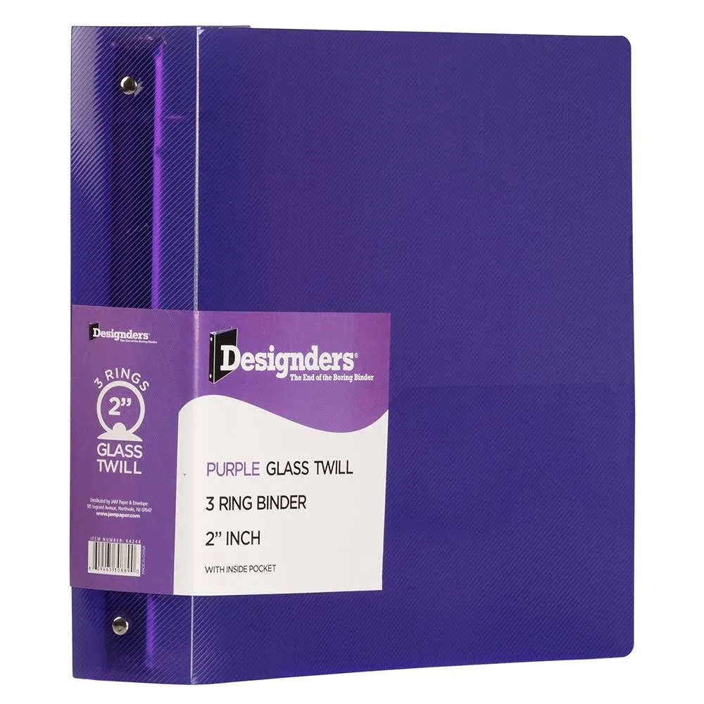 JAM PAPER Plastic 2 inch Binder - Purple 3 Ring Binder - Sold Individually