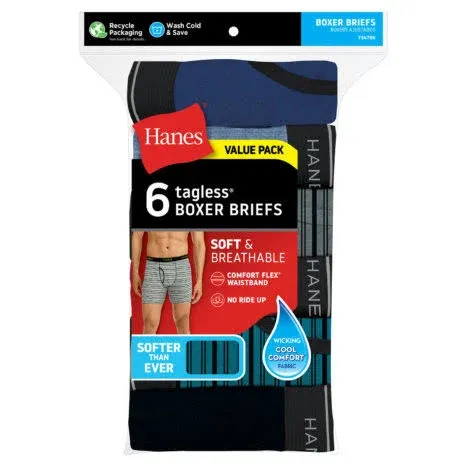 Hanes Men's Underwear Boxer Briefs Pack, Cotton ComfortSoft Boxer Brief for Men, Moisture-Wicking Breathable, Multipack