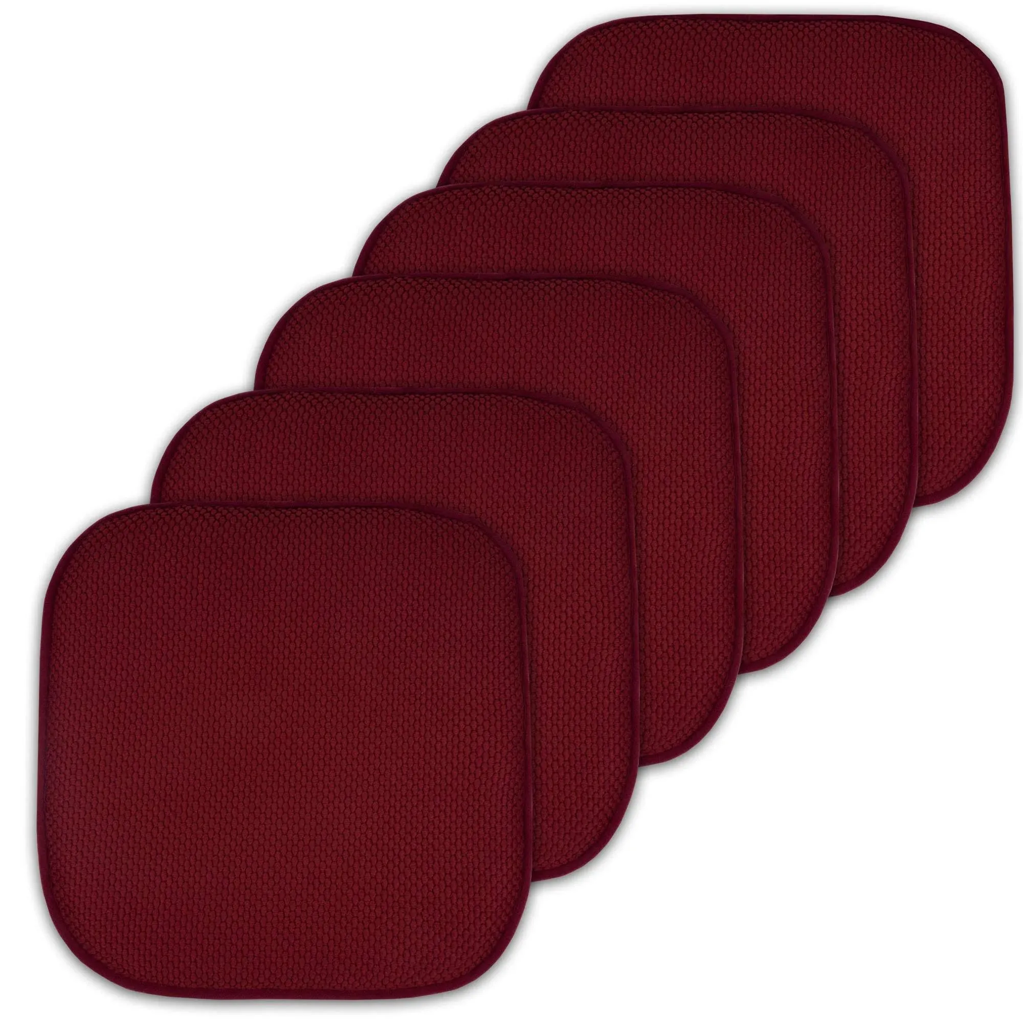 Sweet Home Collection Cushion Memory Foam Chair Pads Honeycomb Nonslip Back Seat Cover 16" x 16" 6 Pack Wine Burgundy