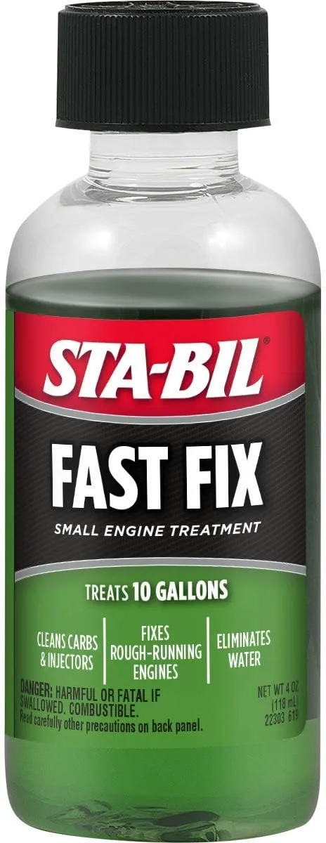 STA-BIL Fast Fix Small Engine Treatment - Cleans Carbs and Injectors - Fixes Rough Running Engines - Eliminates Water - Treats 10 Gallons, 4 fl. oz. (22303)