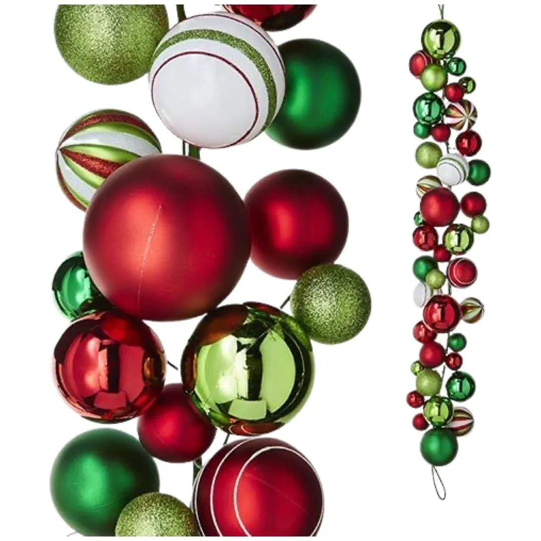 "4' Red, Green and White Ball Garland"