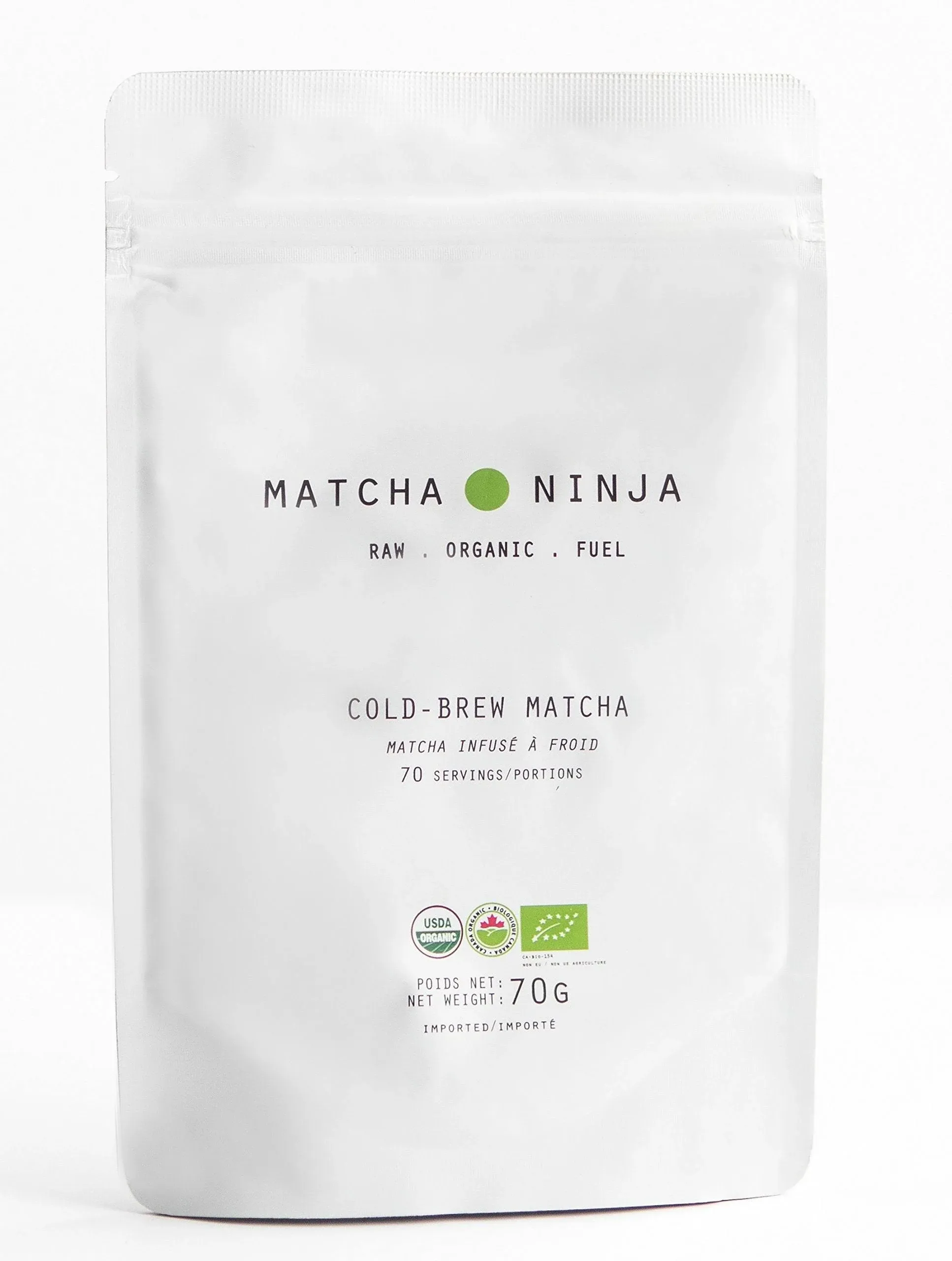 Matcha Ninja 100% Raw Organic Matcha Green Tea. Cold Water Soluble. Ceremonial Grade. Non-Bitter Extra Smooth Blend