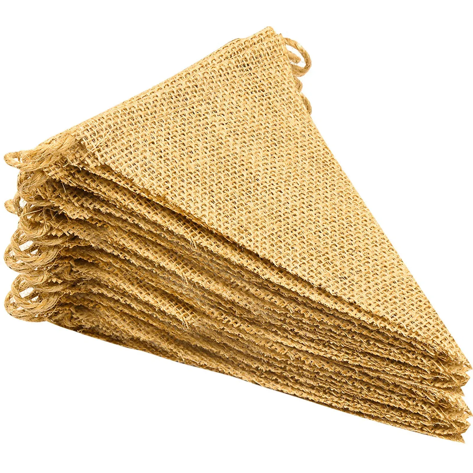 LEOBRO 48 Pcs Burlap Banner, 36 ft Triangle Flag,DIY Decoration for Holidays, Wedding, Camping, Party and Any Occasion Shipping