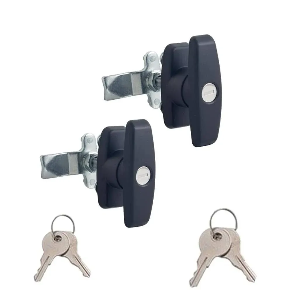 2 PCS T-Handle Door Lock Latch ABS T Handle Lock Zinc Alloy Lock Body Shed Door 