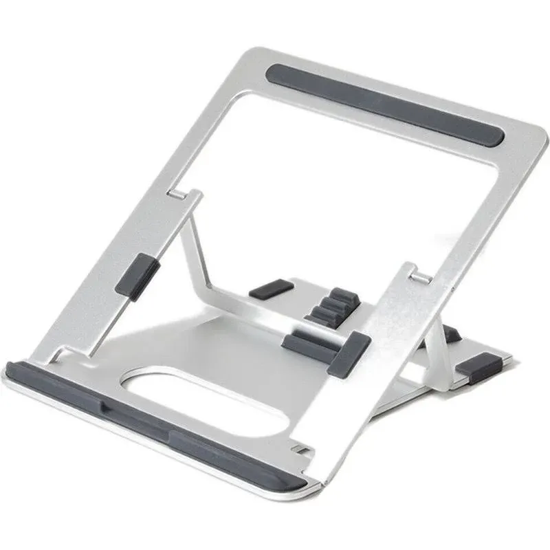 POUT E3 Angle - Adjustable Angled Ergonomic Laptop Stand Riser - Notebook Computer Holder Compatible w/MacBook Air Pro Dell HP & More 11"-17" Laptops - Foldable & Portable w/ 5 Angles (Silver)