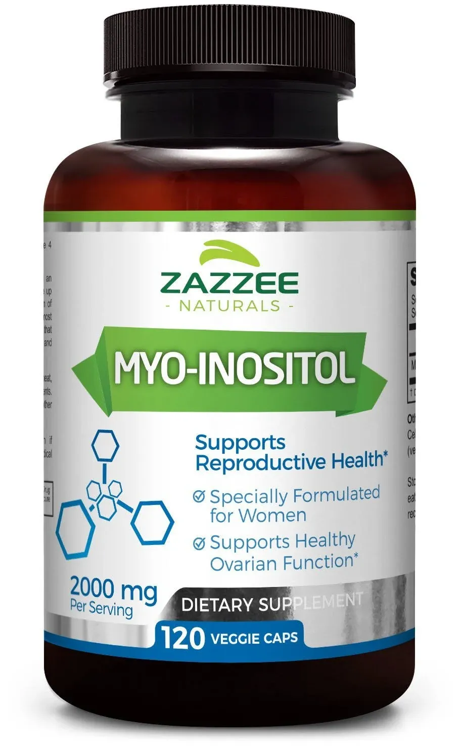 Zazzee Myo-Inositol Capsules, 2000 mg per Serving, 120 Vegan Ideal... 