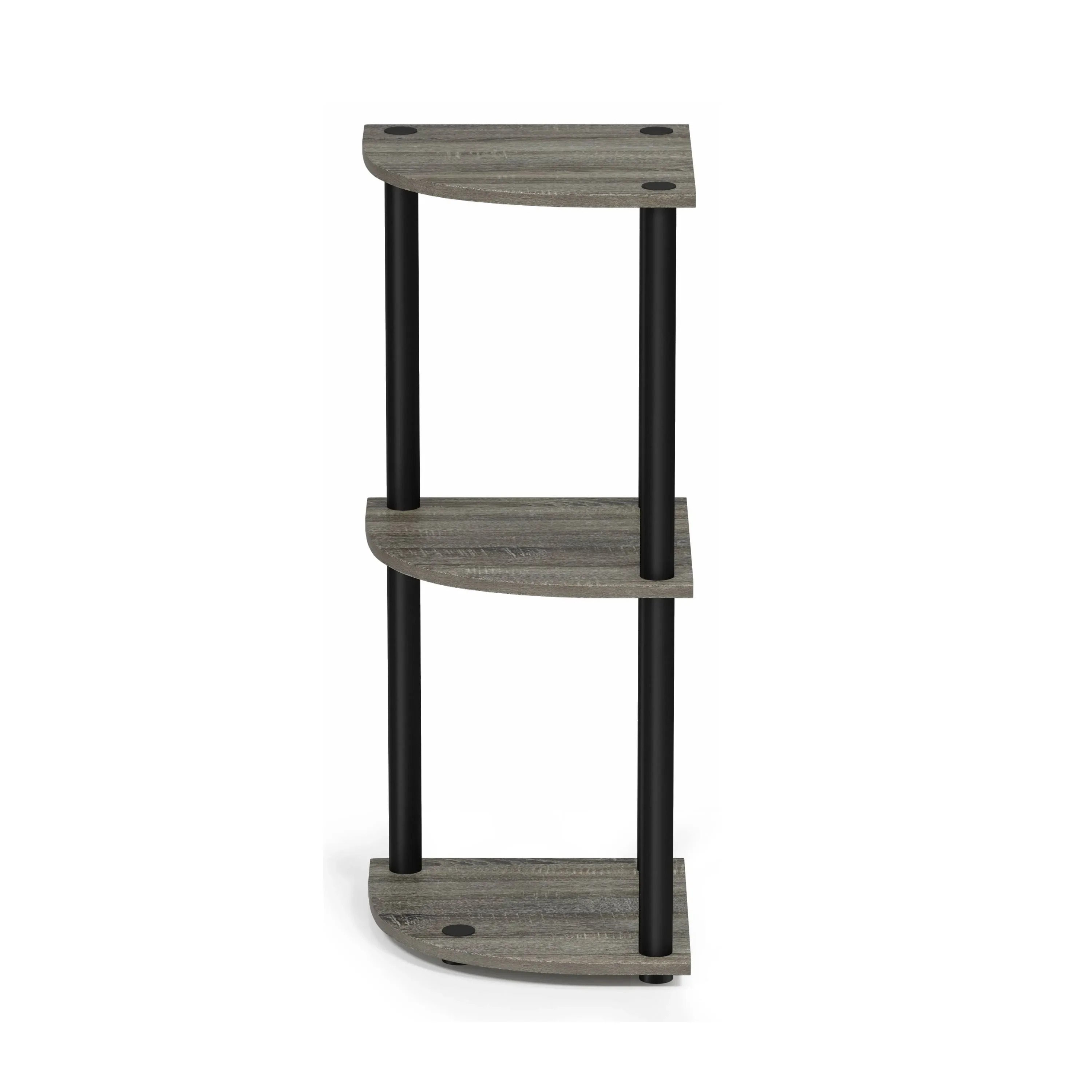 Furinno Turn-N-Tube 3-Tier Corner Display Rack Multipurpose Shelving Unit French Oak Grey/Black