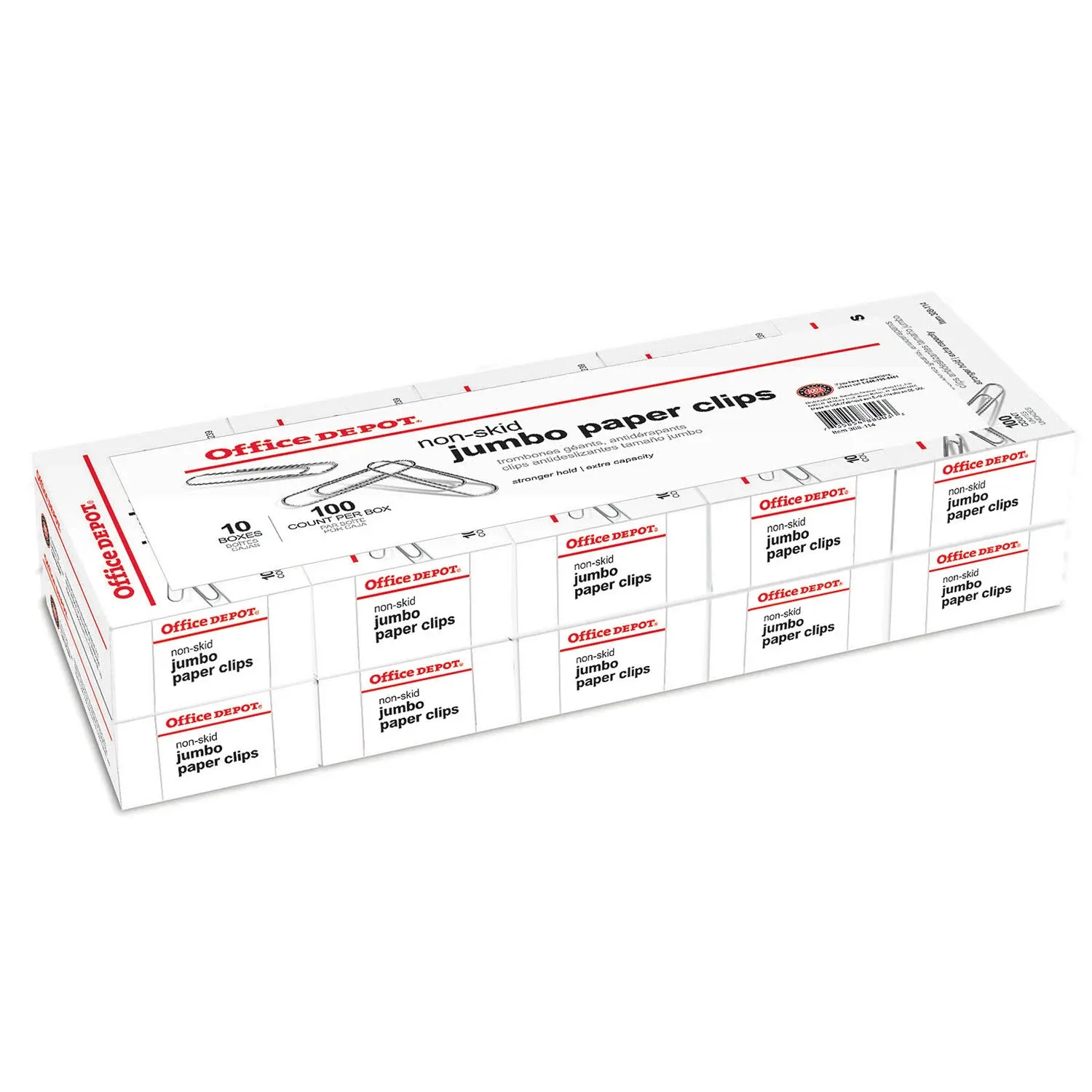 Office Depot Brand Paper Clips, Jumbo, Silver, Nonskid Finish, 100 Clips per Box ...