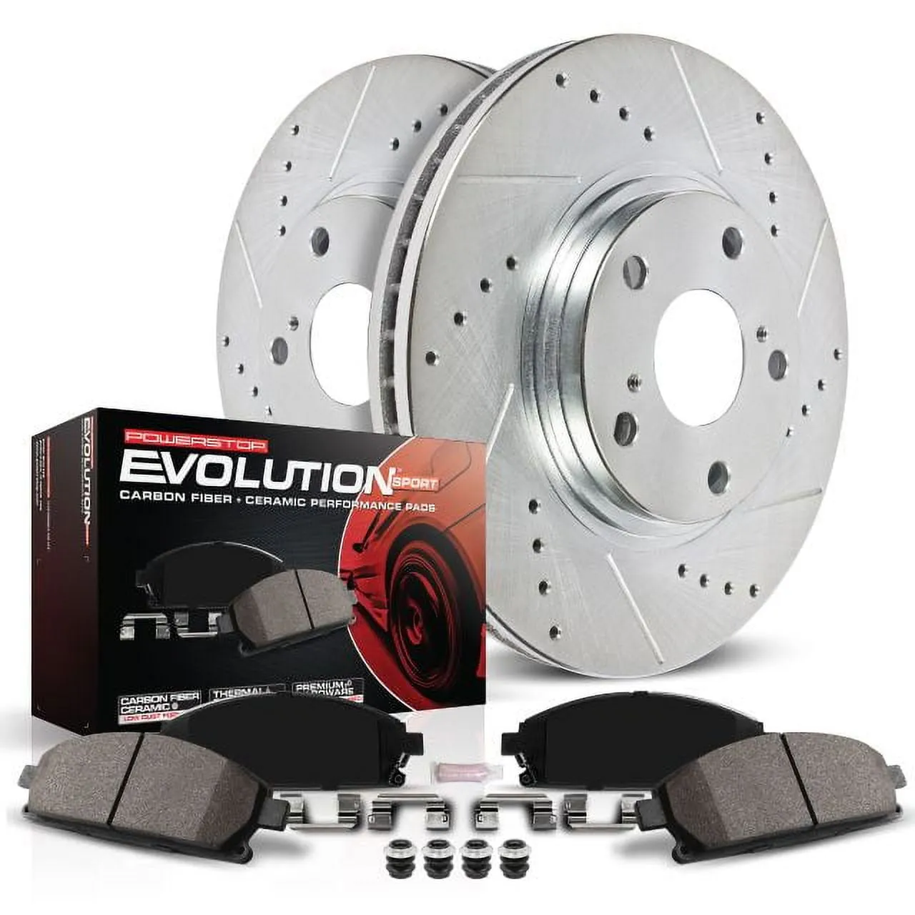 Power Stop Rear Z23 Daily Driver Carbon-Fiber Ceramic Brake Pad and Drilled and Slotted Rotor Kit K8850