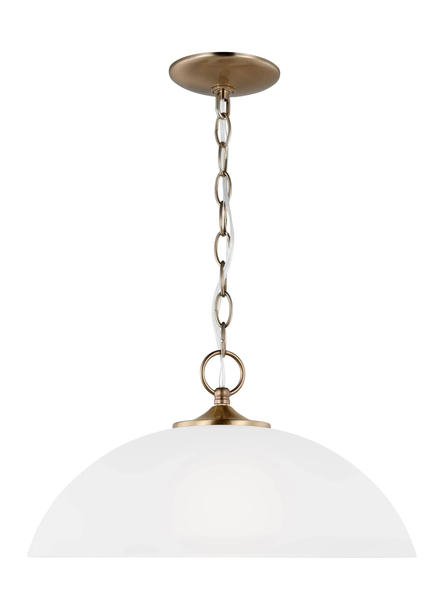 Geary 1-Light Satin Brass Hanging Shaded Ceiling Pendant Light with Satin Etched Glass Shade