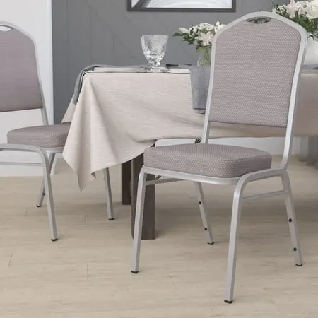 Flash Furniture Hercules Series Crown Back Stacking Banquet Chair - Gray Dot Fabric/Silver Frame