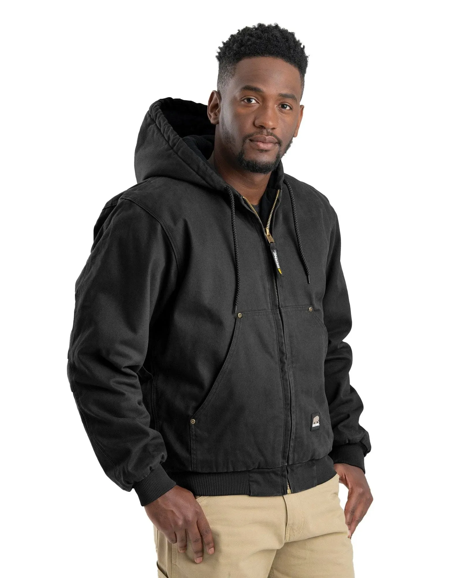 Berne Men's Heartland Washed Duck Hooded Work Jacket