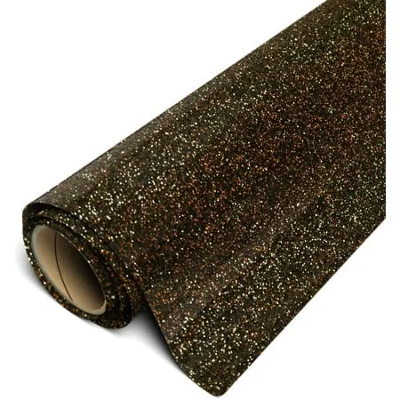 Siser Glitter HTV Iron on Heat Transfer Vinyl 12 inch x 10ft Roll - Black Gold ...