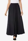 Plus Size Women's Pull-On Elastic Waist Soft Maxi Skirt by Woman Within in Black (Size 34 W)