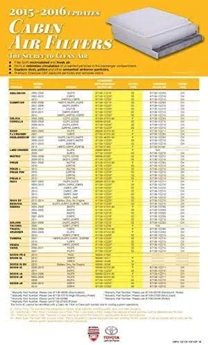 TYCAF00001-Toyota Scion Cabin Air Filter with Paper Element Toyota OEM 87139YZZ20