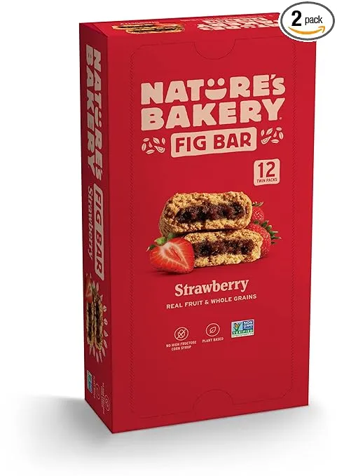 Nature's Bakery Whole Wheat Fig Bars, Real Fruit, Strawberry, 12 Twin packs