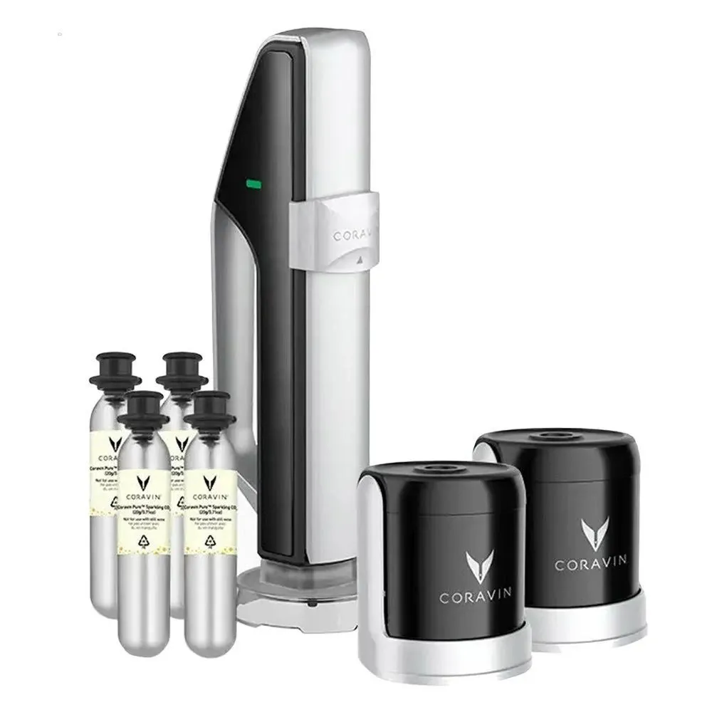 Coravin Sparkling Wine Preservation System - Preserve Wine for 4 Weeks - Wine Saver for Sparkling Wine - With Pure Sparkling CO2 Gas Capsules - For Champagne and Other Sparkling Wines 