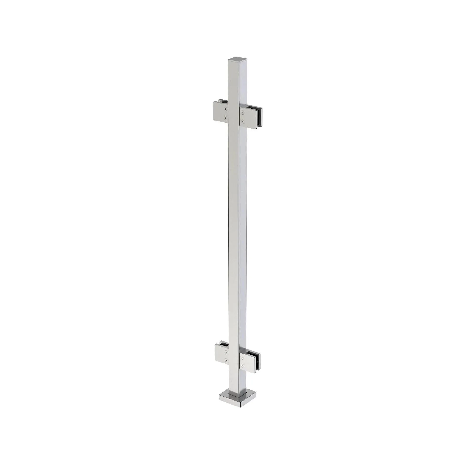 Heavy Duty Stainless Steel 316 Glass Railing Square Surface Post for 3/8" or 1/2" Glass by Inline Design Satin Stainless Steel 42" Middle