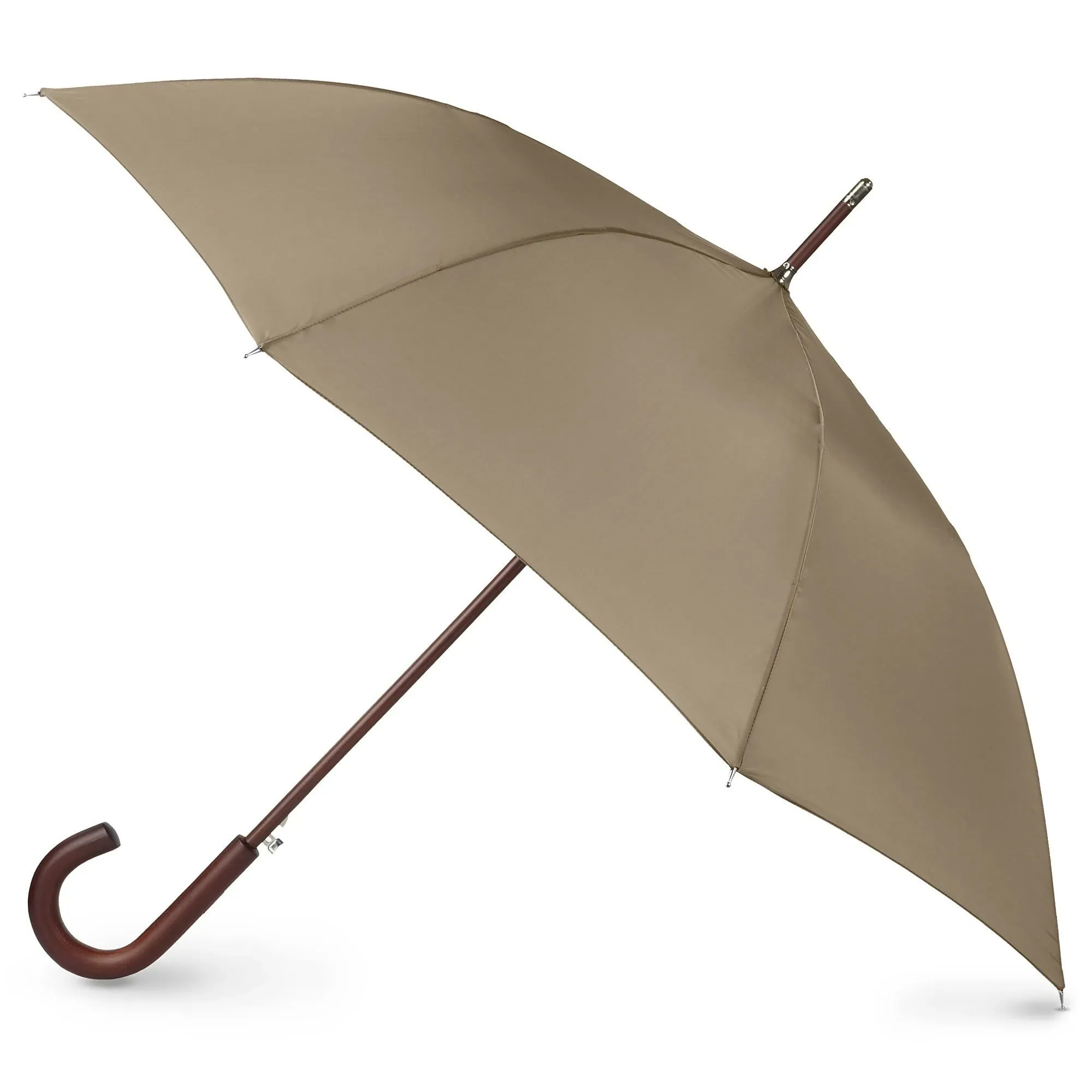 Auto Open Wooden Stick Umbrella, Beige/British Tan, One Size