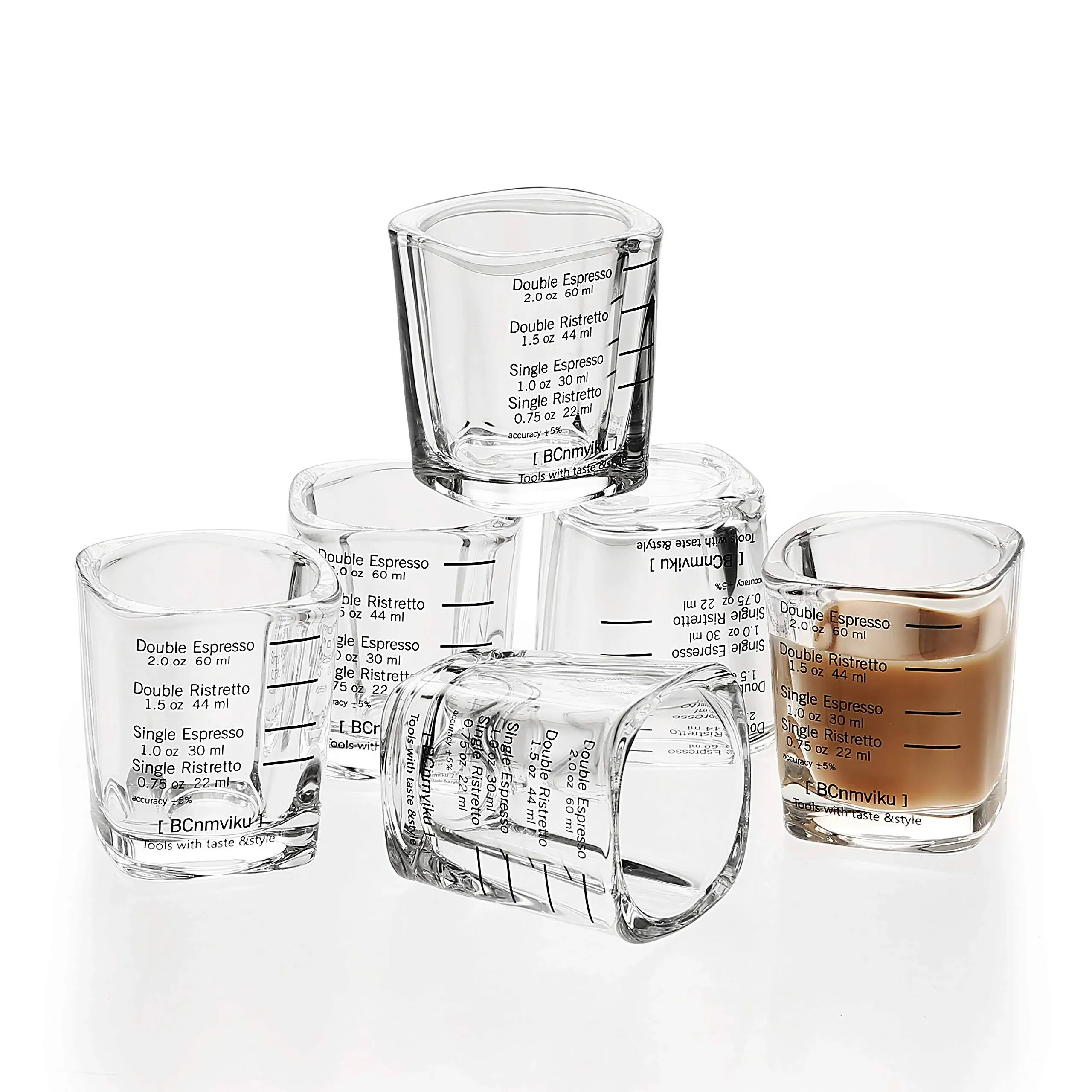 Espresso Shot Glass Liquid Heavy Sturdy Glass Shot Glasses Measuring cup Wine Glass 6 Pack 2oz/60ml By BCnmviku (Sturdy 6Pack)