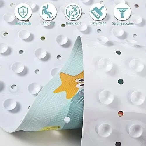 Baby Bath Mat for Tub Kids Non Slip Bathtub Mats Baby Extra Long 40X16 Inch Bathroom Toddler Anti Slip Shower Mat with Suction Cups & Drain Holes,Machine Washable,Whale