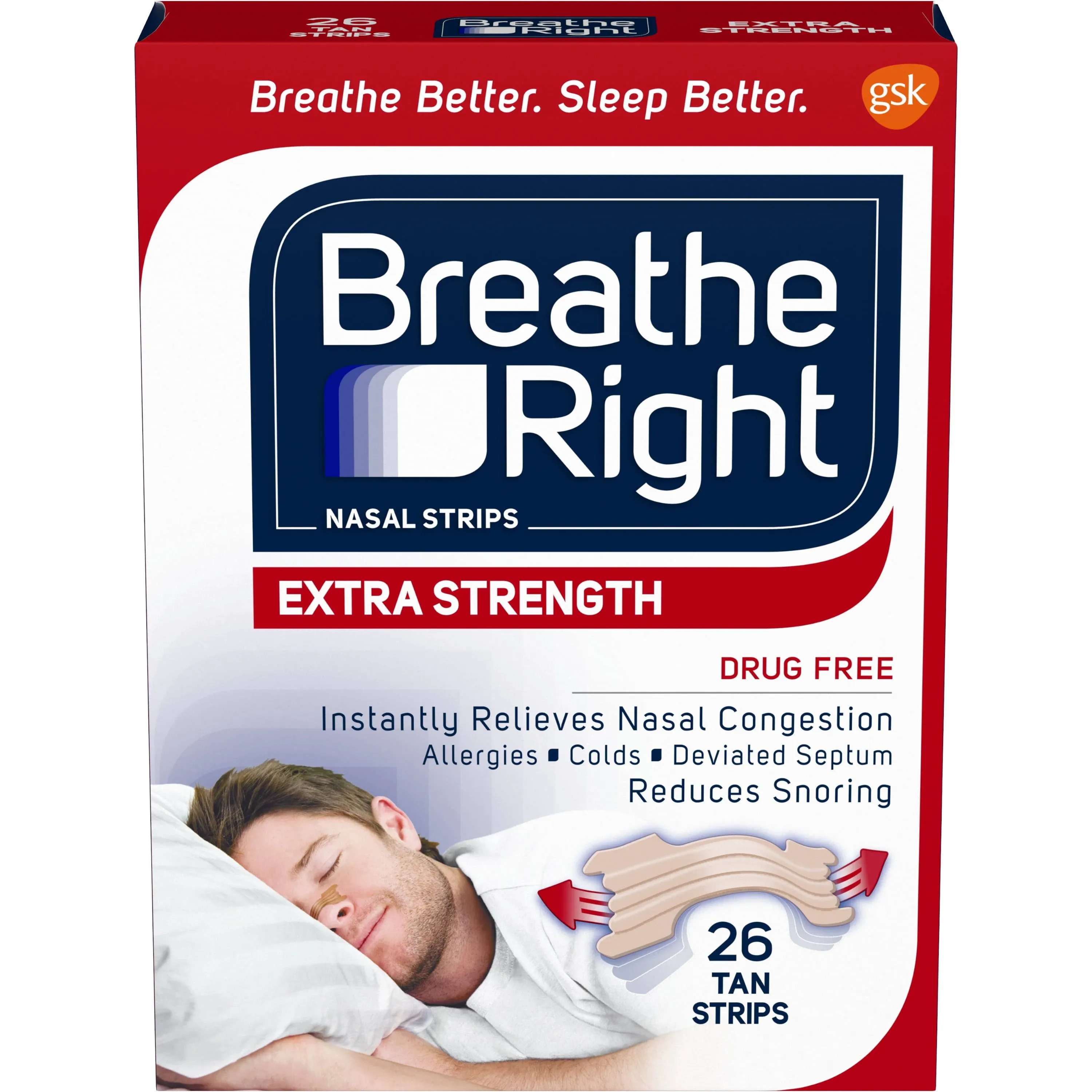 Breathe Right Extra Strength Nasal Strips, Tan - 26 Individually Wrapped Strips