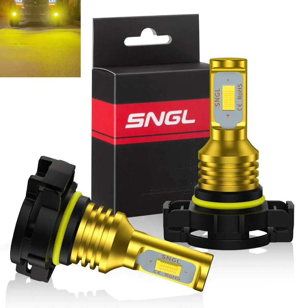 SNGL 2504 PSX24W Yellow LED Fog Light Bulbs 3000k 12276 LED Bulbs DRL 3600LM Plug-and-Play Extremely Bright (Pack of 2)